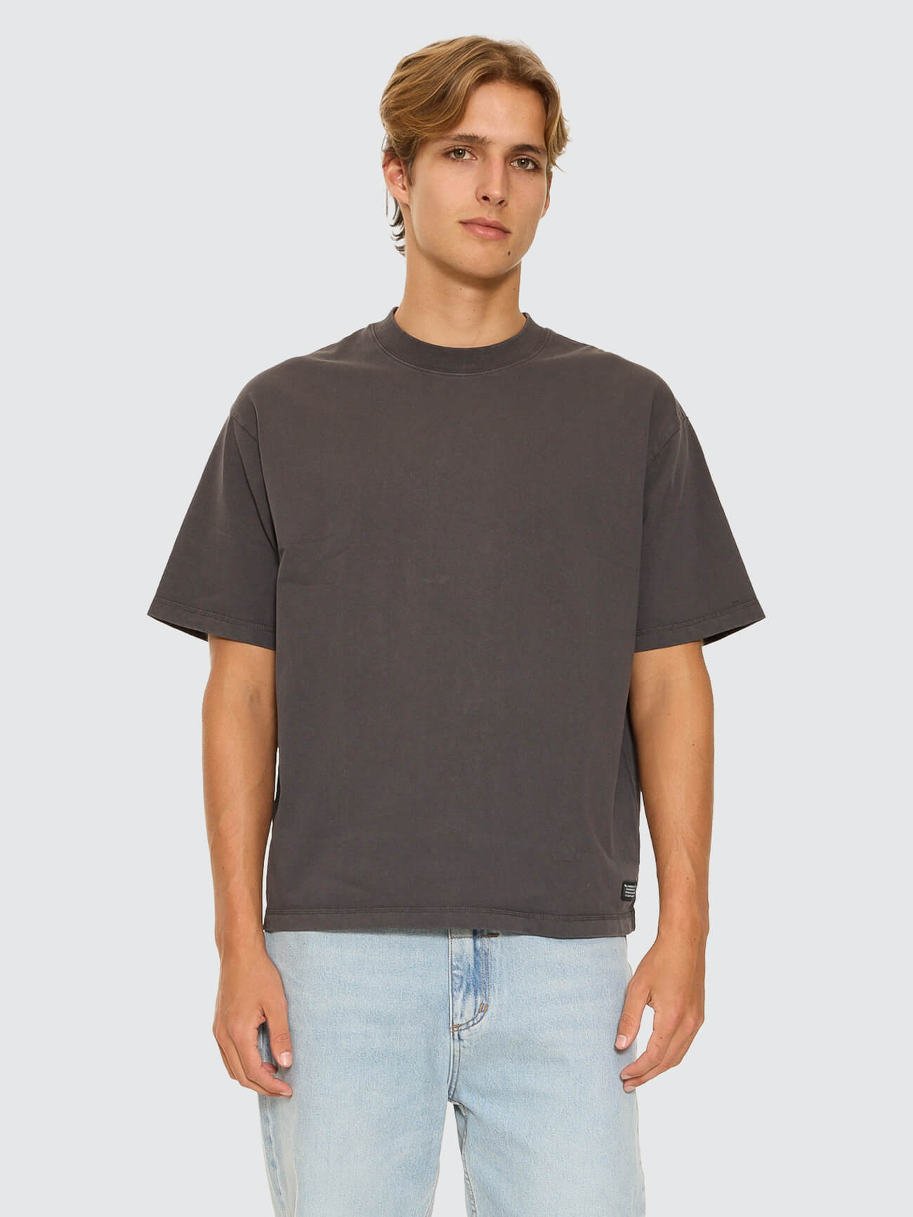 Thrills Military Box Fit Oversized Cropped Tee - Dark Charcoal