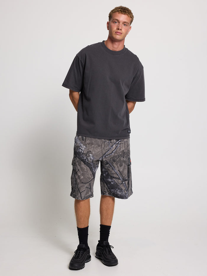 Thrills Military Box Fit Oversized Cropped Tee - Dark Charcoal
