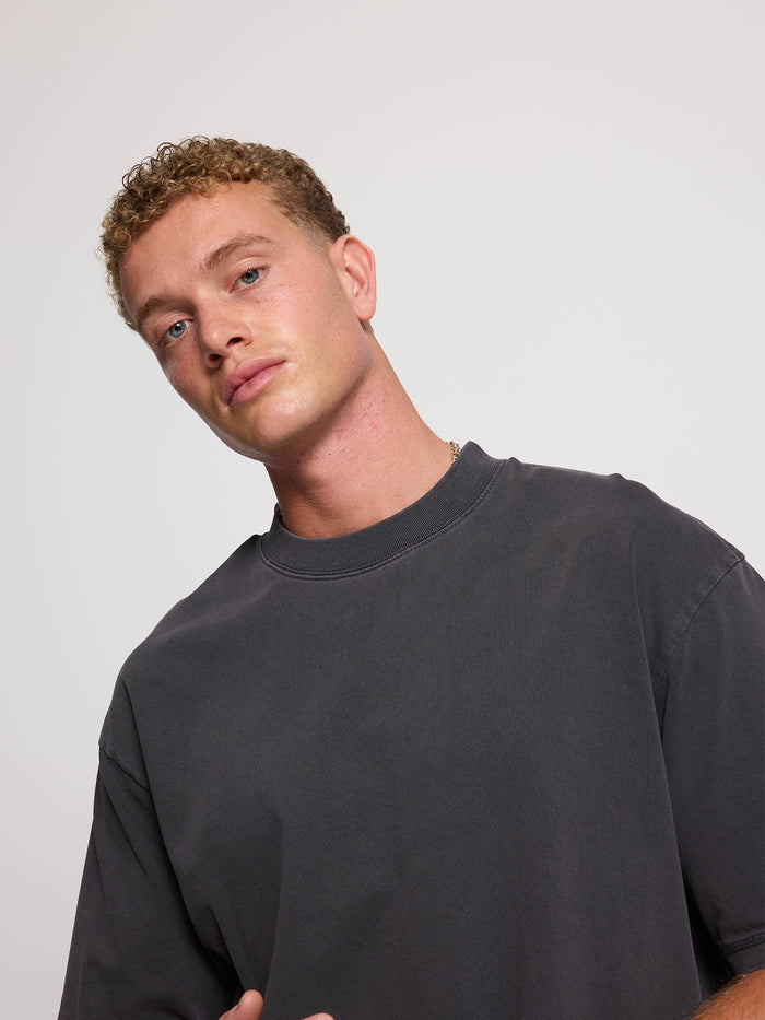 Thrills Military Box Fit Oversized Cropped Tee - Dark Charcoal
