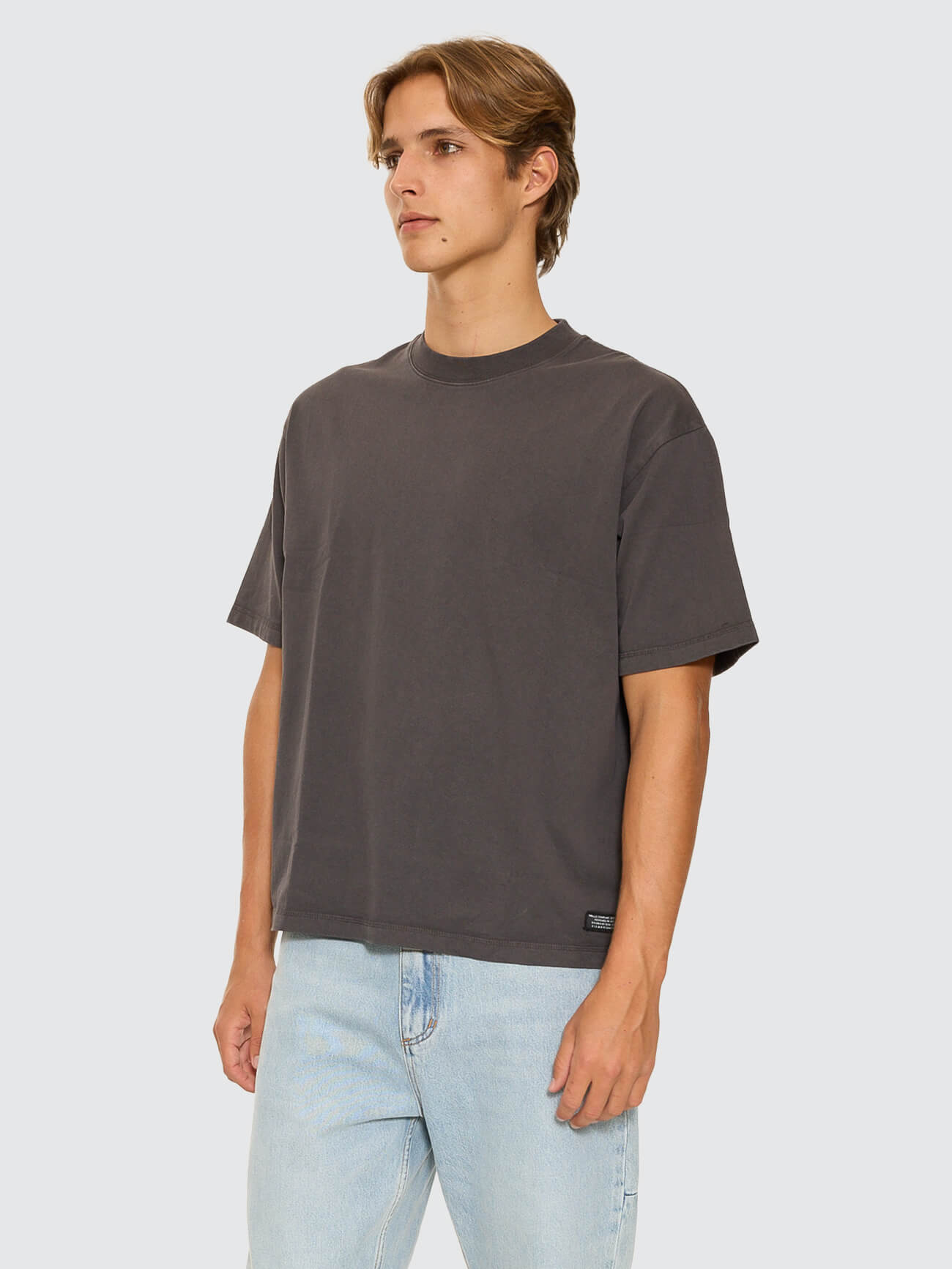 Thrills Military Box Fit Oversized Cropped Tee - Dark Charcoal