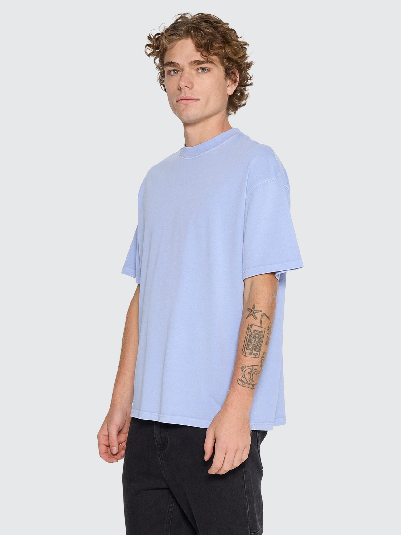 Thrills Service Heavy Weight Box Fit Oversize Tee - Cornflower Blue