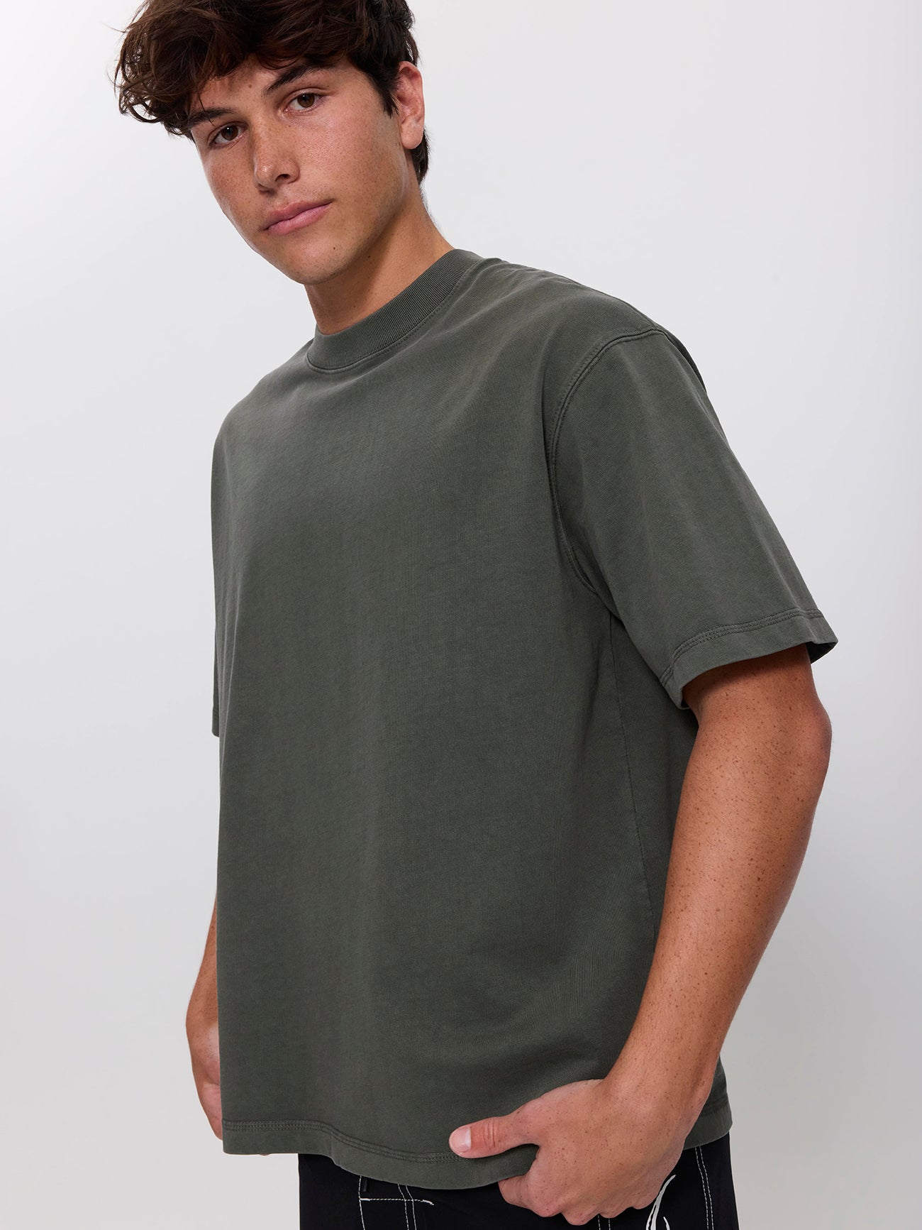 Thrills Military Oversize Box Crop Tee - Beetle XS