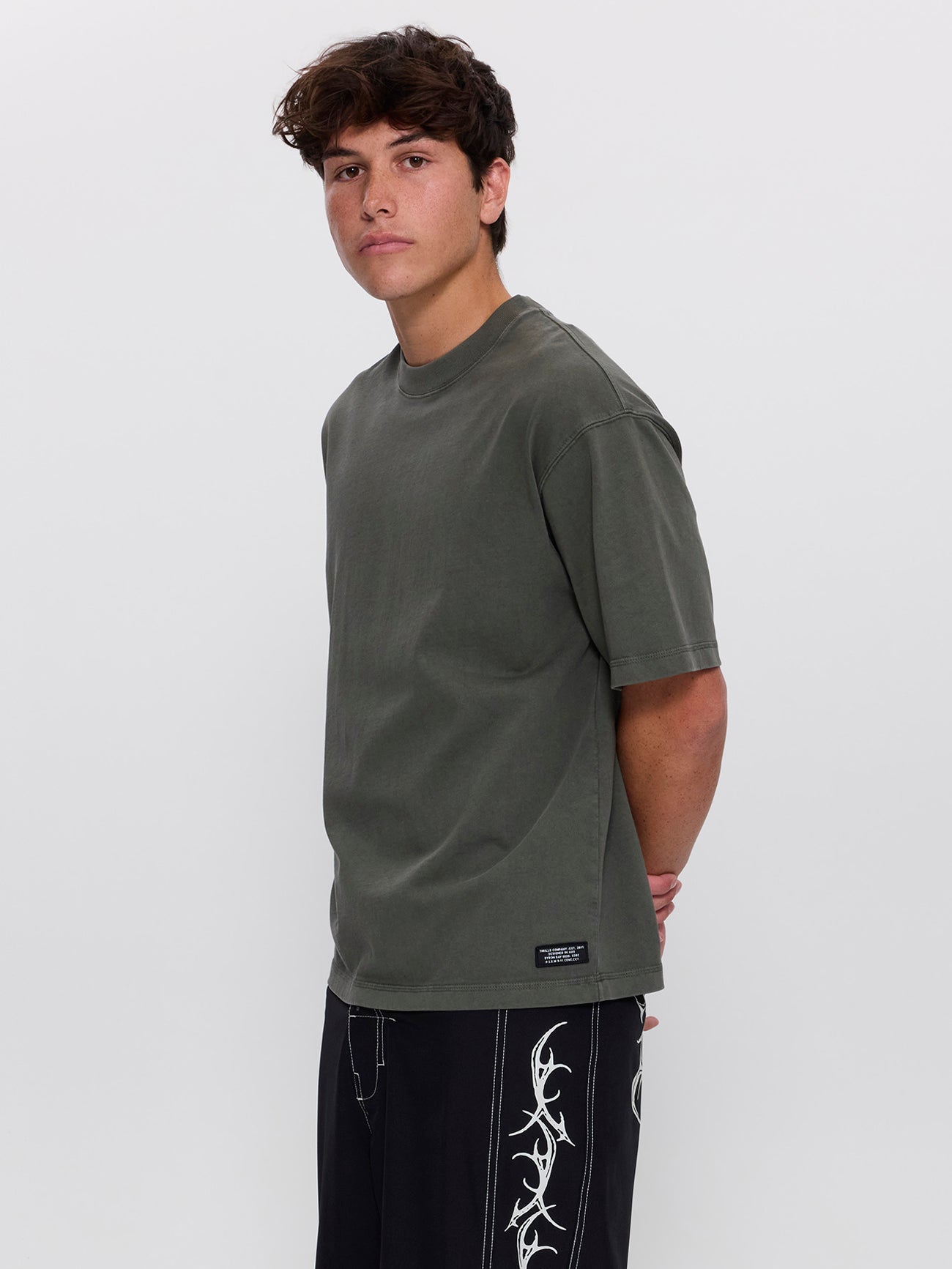 Thrills Military Oversize Box Crop Tee - Beetle XS