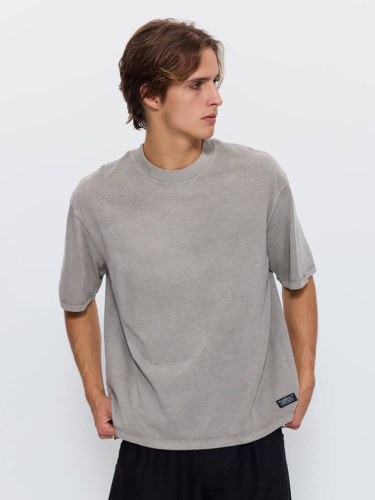 Thrills Military Oversize Box Crop Tee - Fog XS