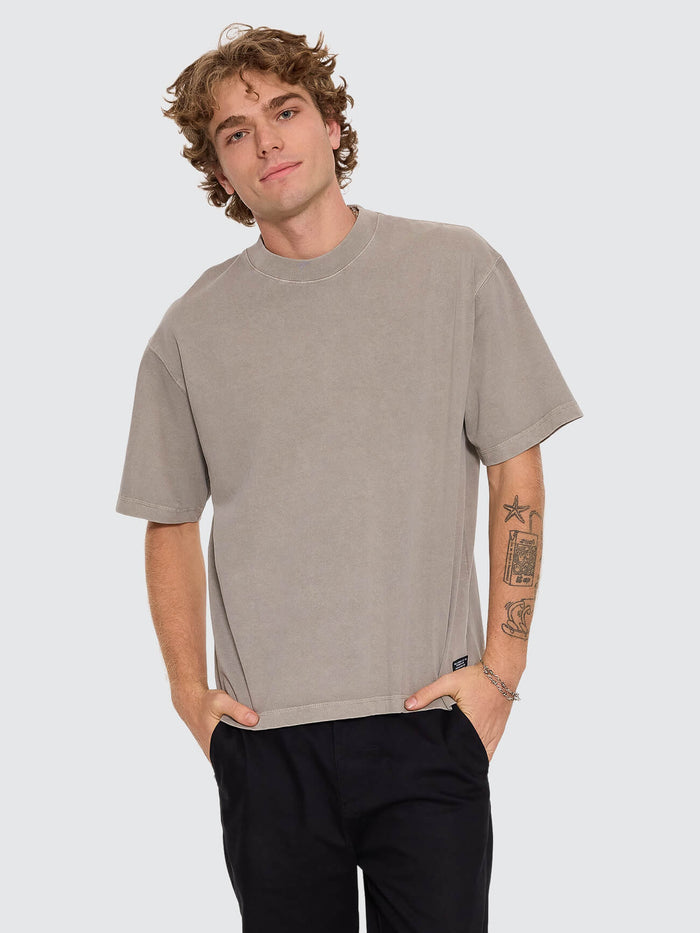 Thrills Military Oversize Box Crop Tee - Fog XS