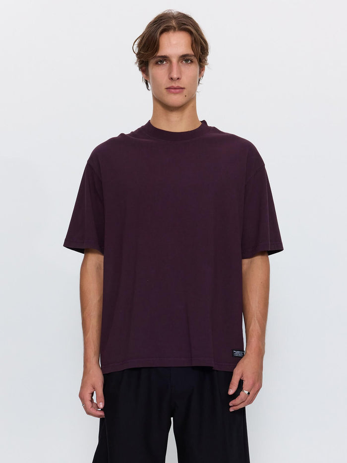 Thrills Military Oversize Box Crop Tee - Aubergine XS
