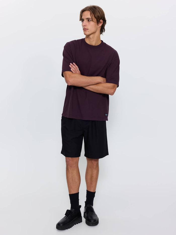 Thrills Military Oversize Box Crop Tee - Aubergine XS