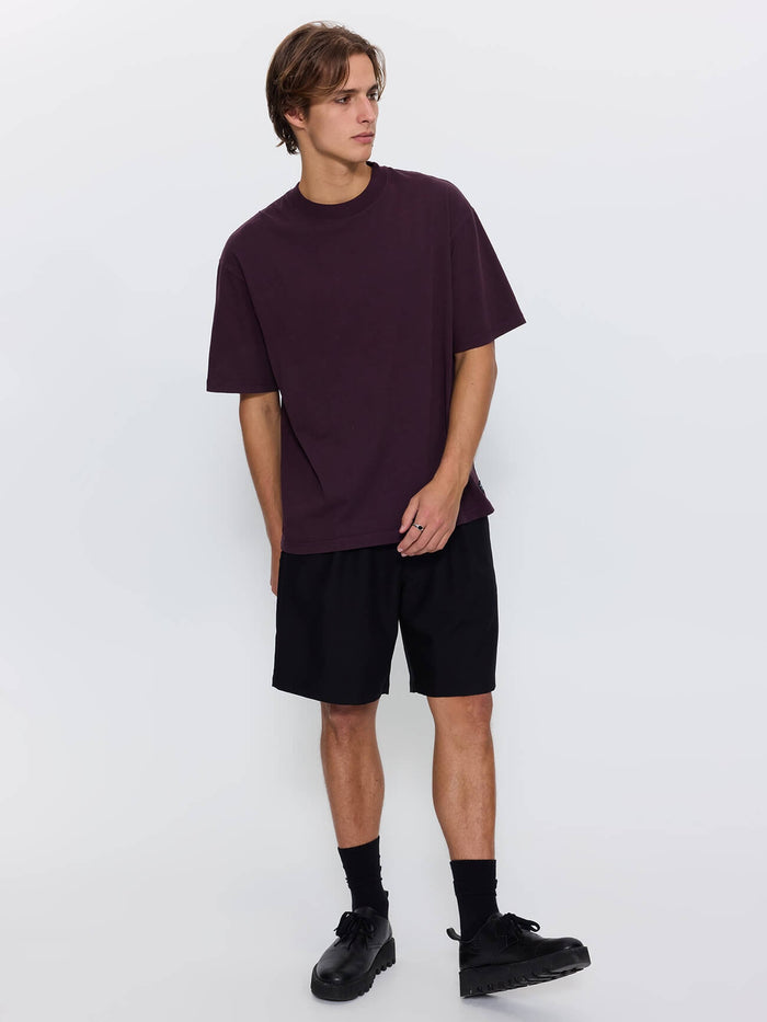 Thrills Military Oversize Box Crop Tee - Aubergine XS
