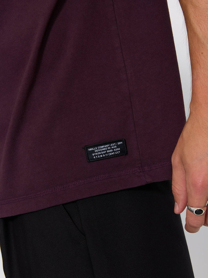 Thrills Military Oversize Box Crop Tee - Aubergine XS