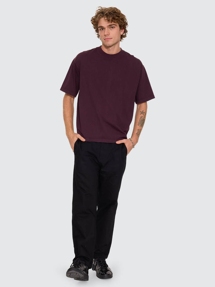 Thrills Military Oversize Box Crop Tee - Aubergine XS
