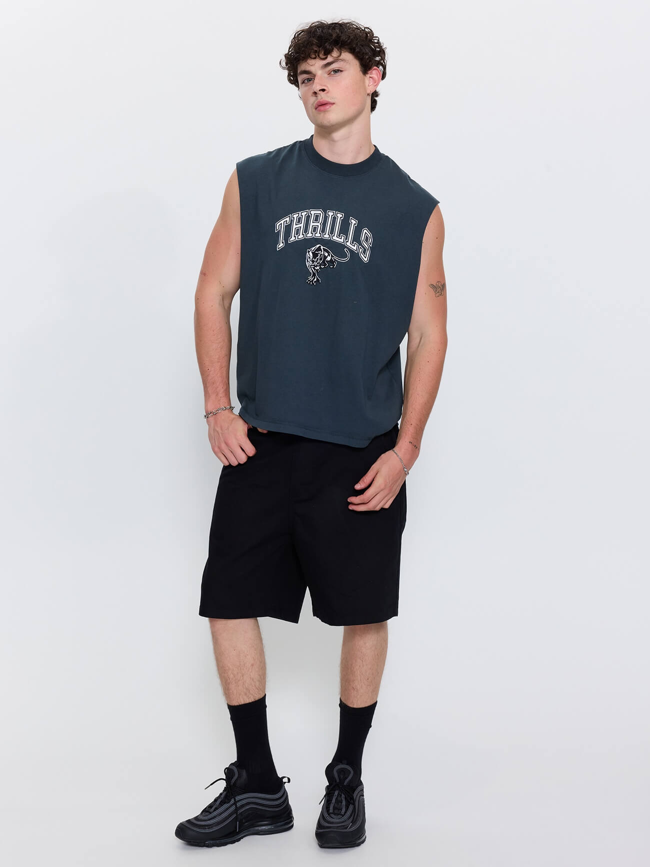 Eye of the Beholder Box Crop Muscle Tee - Petrol XS