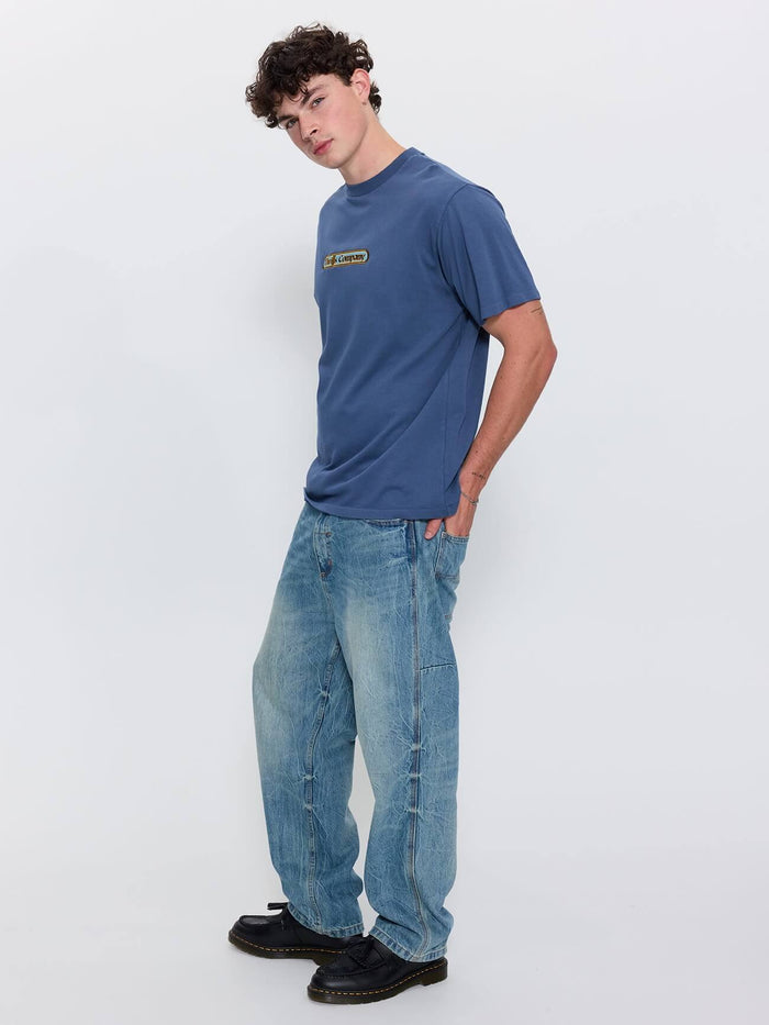 Wonder World Embro Merch Fit Tee - Deep Mineral Blue XS