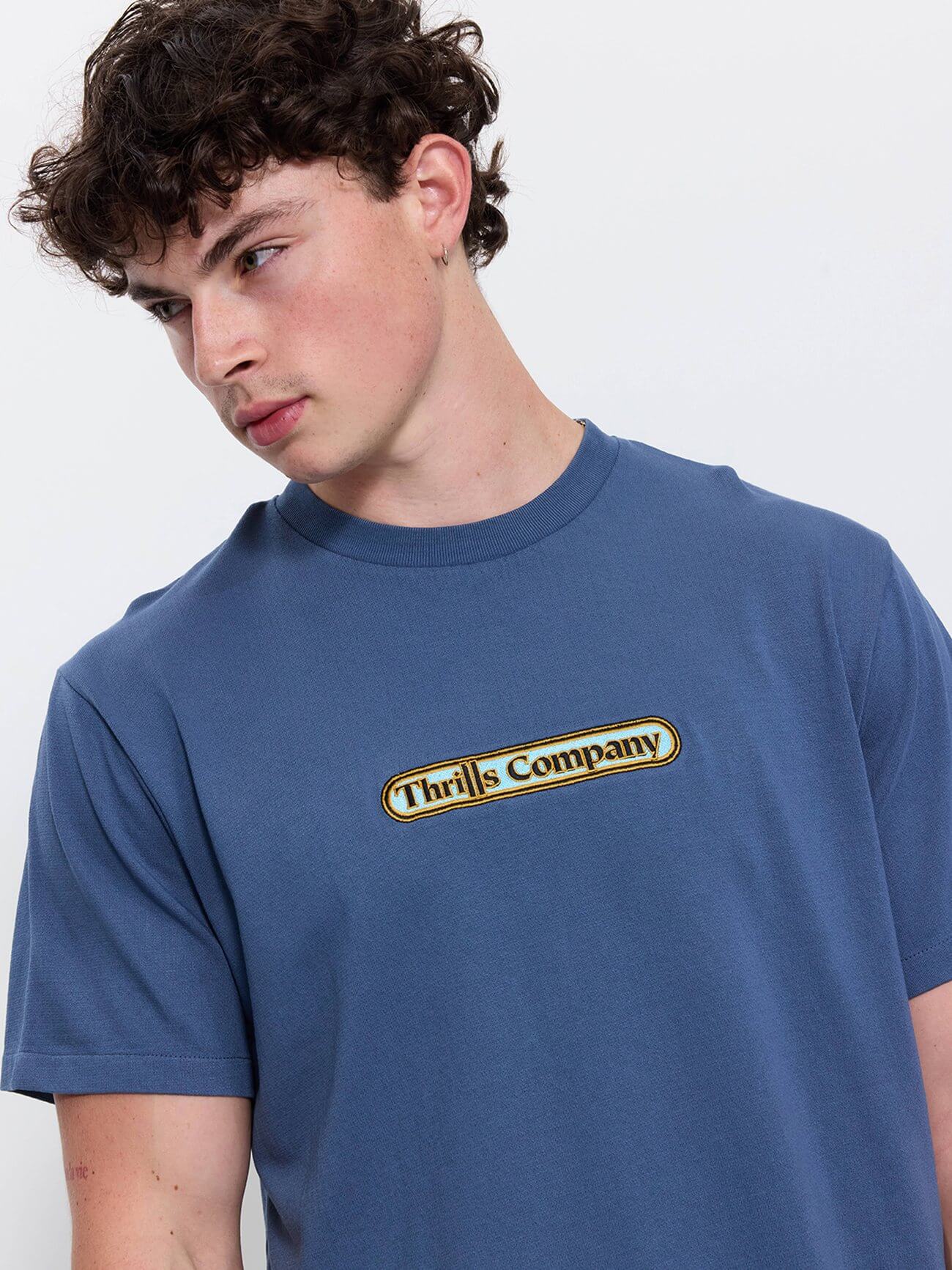 Wonder World Embro Merch Fit Tee - Deep Mineral Blue XS
