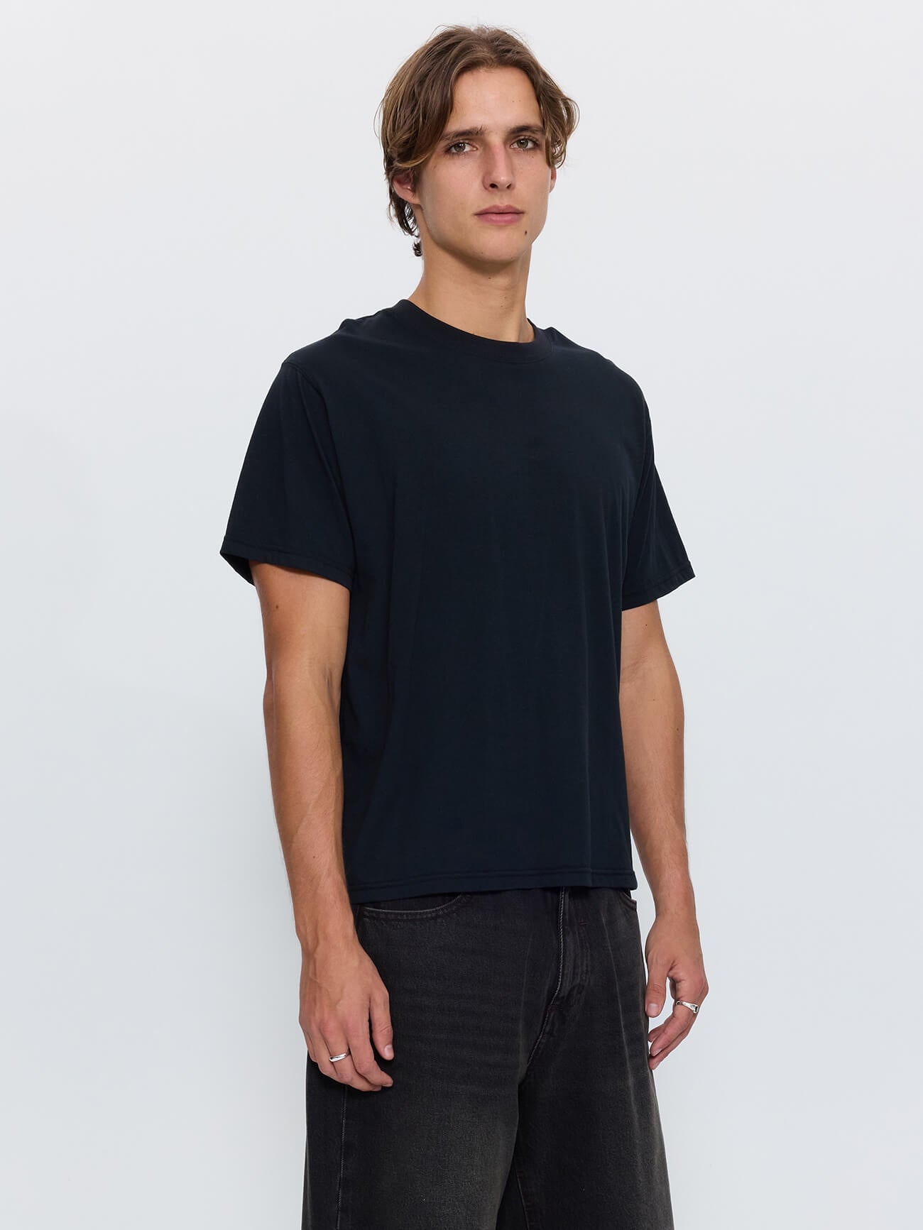 Thrills Military Merch Fit Cropped Tee - Washed Black XS