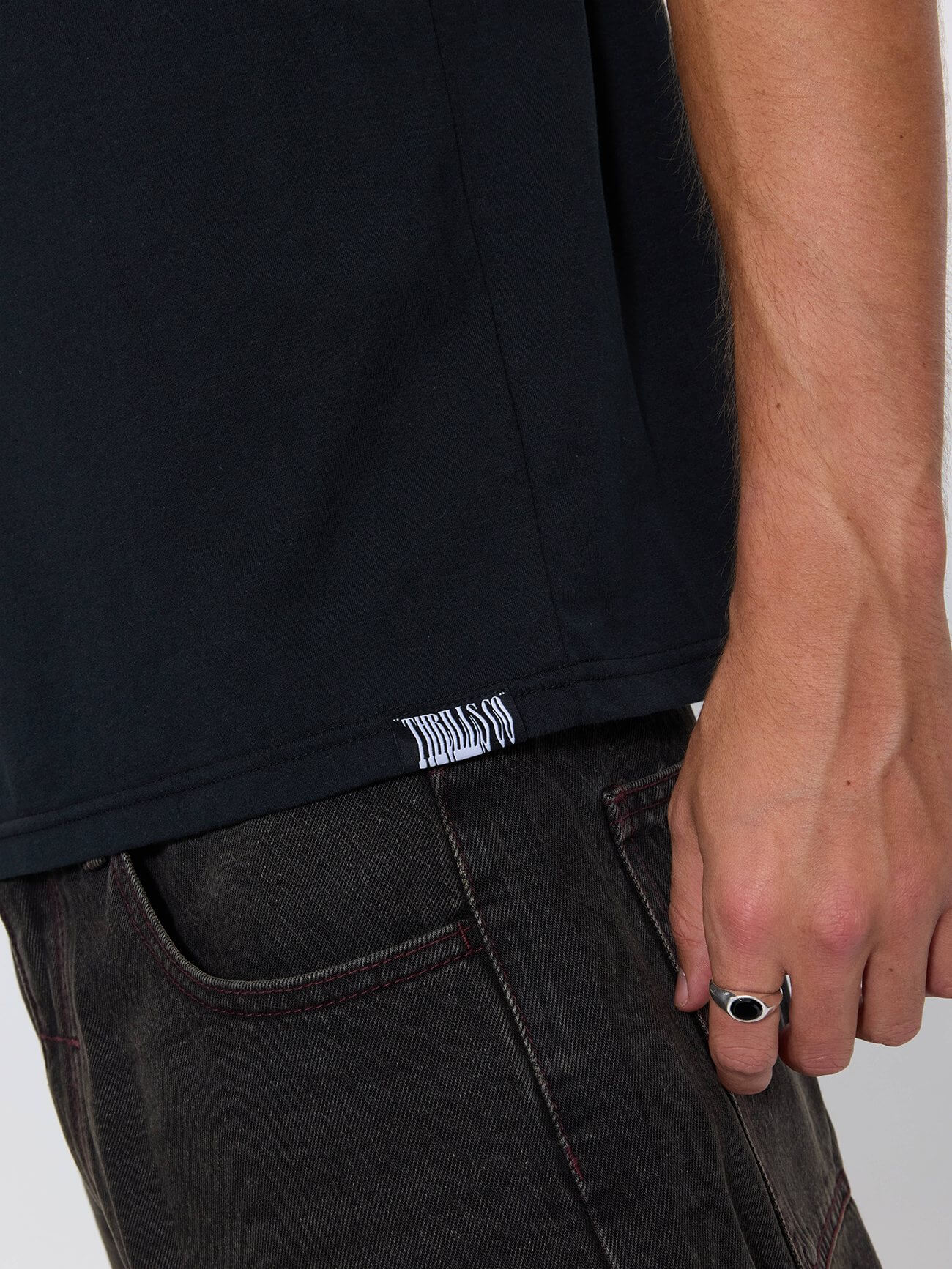 Thrills Military Merch Fit Cropped Tee - Washed Black XS