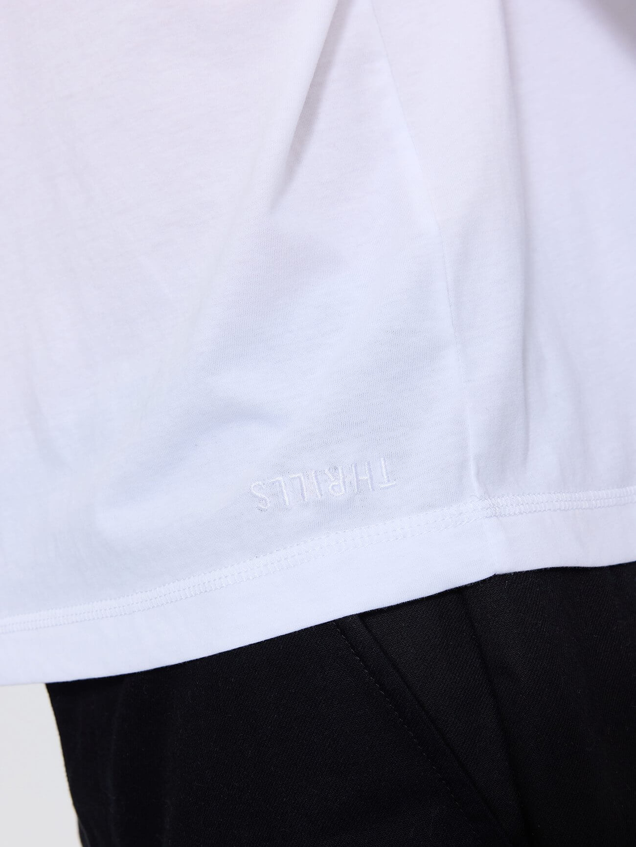 Minimal Thrills Embro Box Crop Long Sleeve Tee - White XS