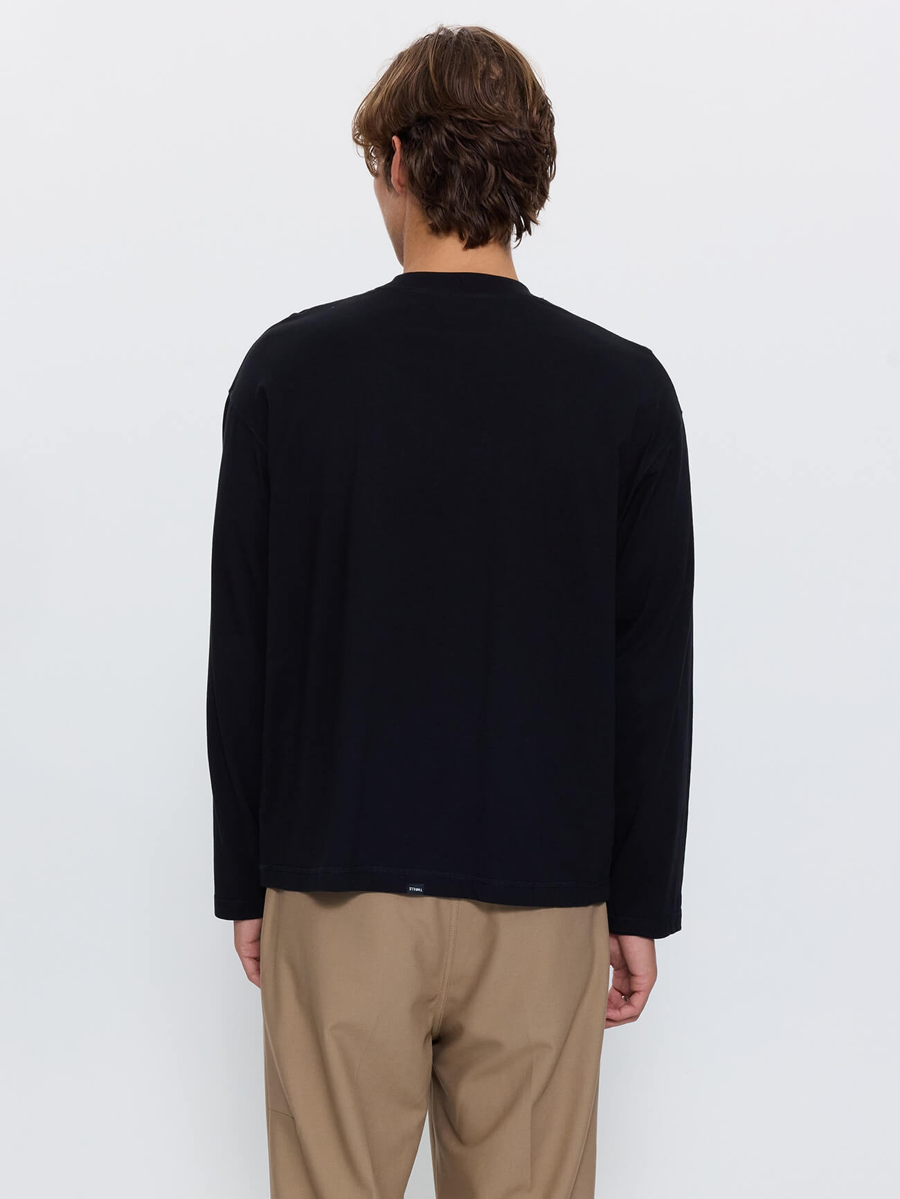 Minimal Thrills Embro Box Crop Long Sleeve Tee - Black XS