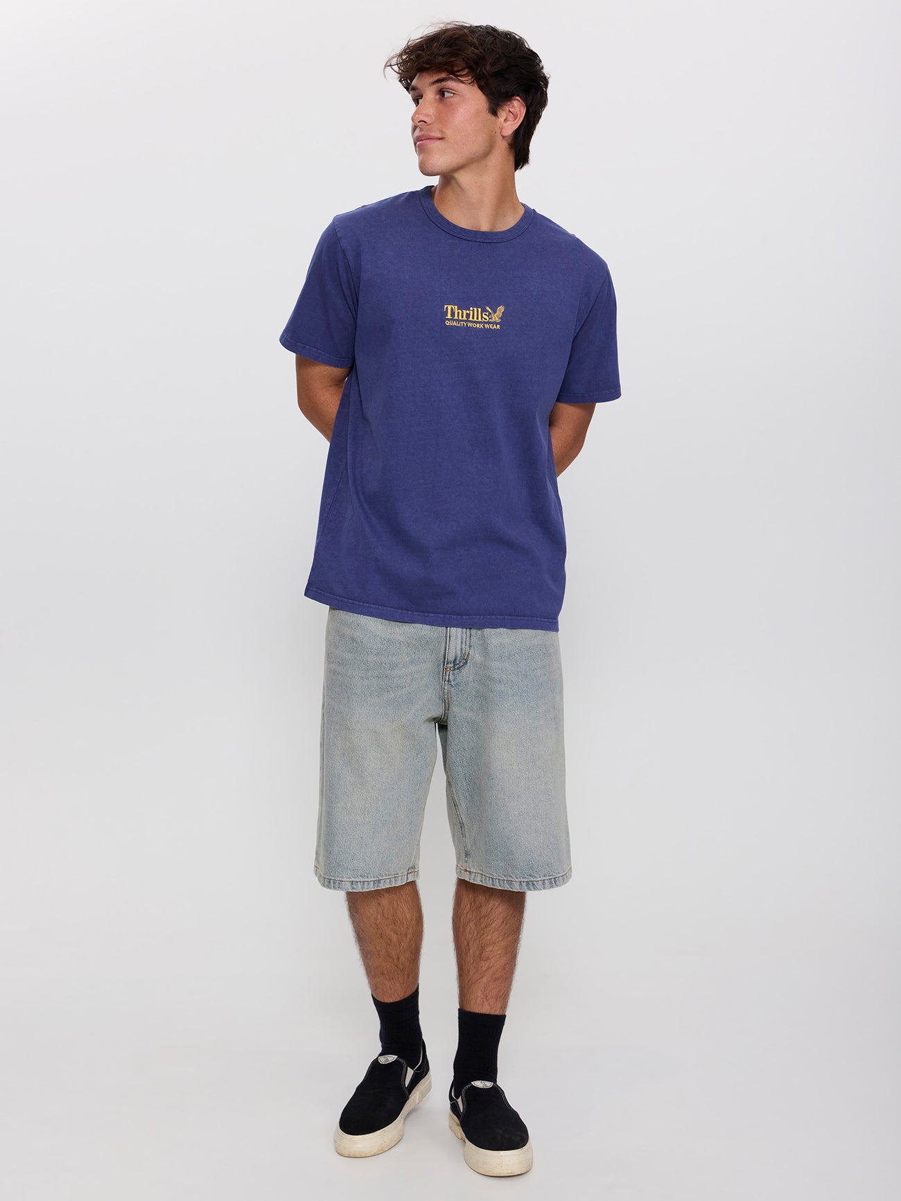 Thrills Workwear Embro Merch Fit Tee - Yakka Blue XS
