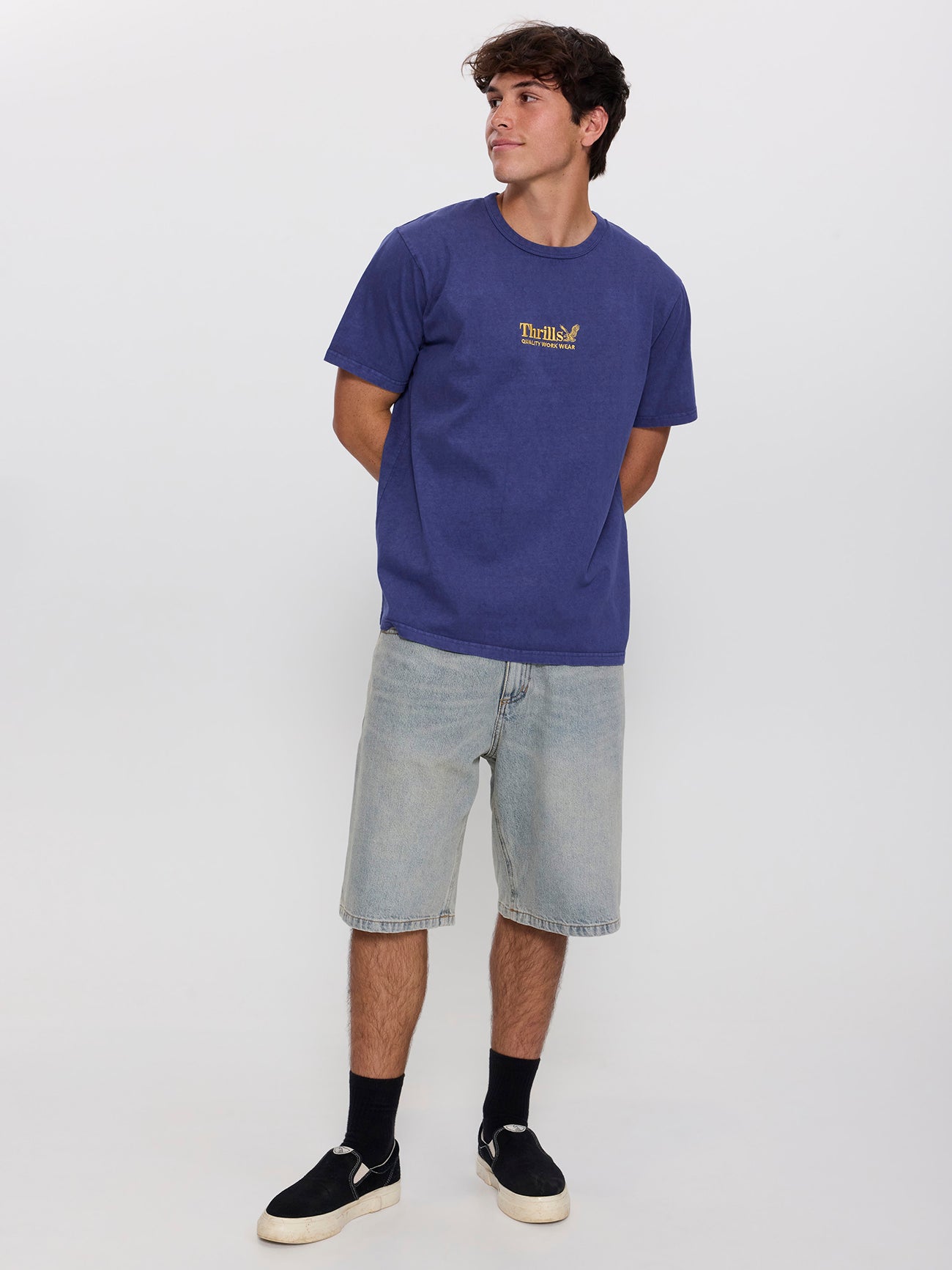 Thrills Workwear Embro Merch Fit Tee - Yakka Blue XS