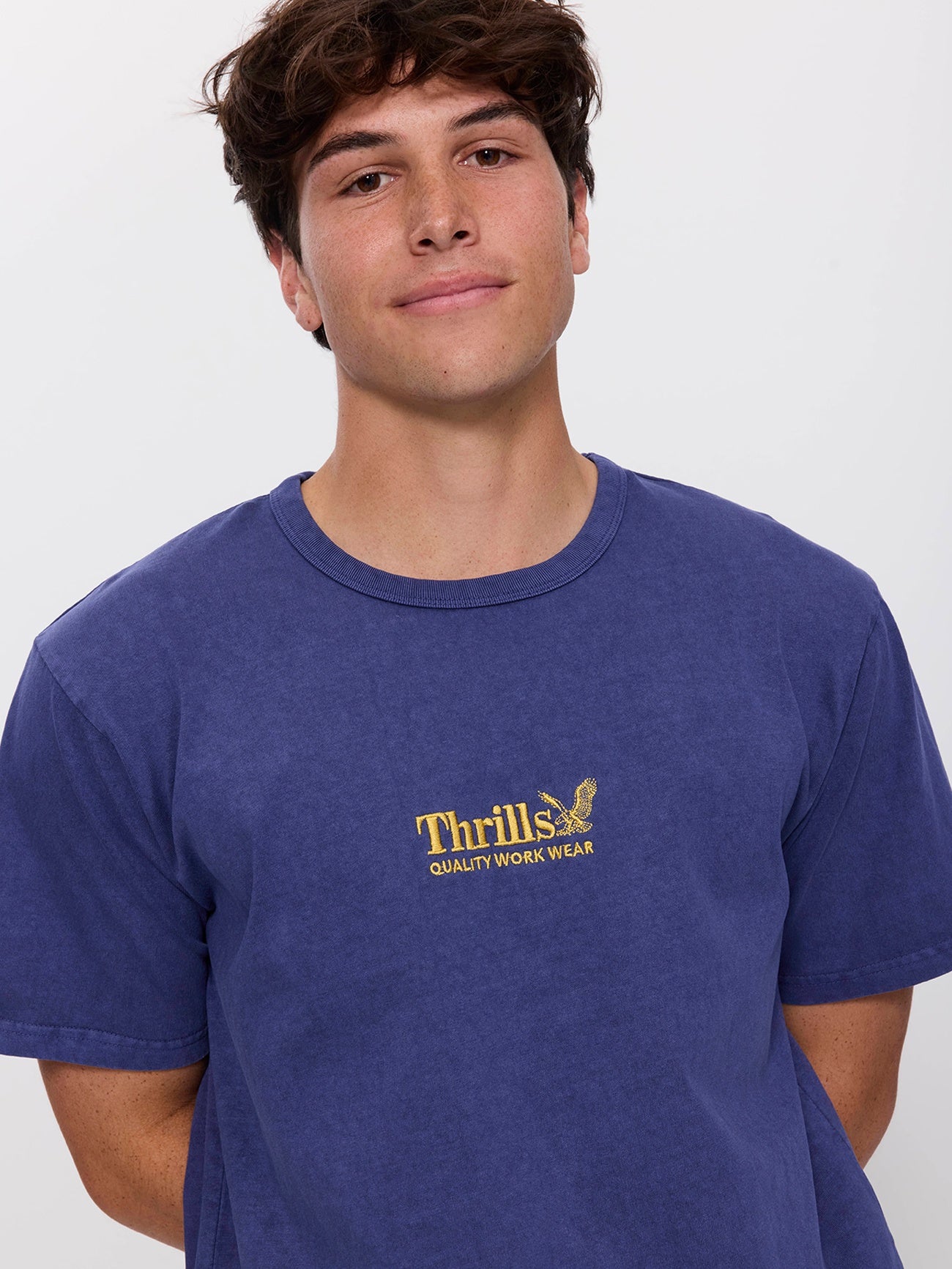 Thrills Workwear Embro Merch Fit Tee - Yakka Blue XS