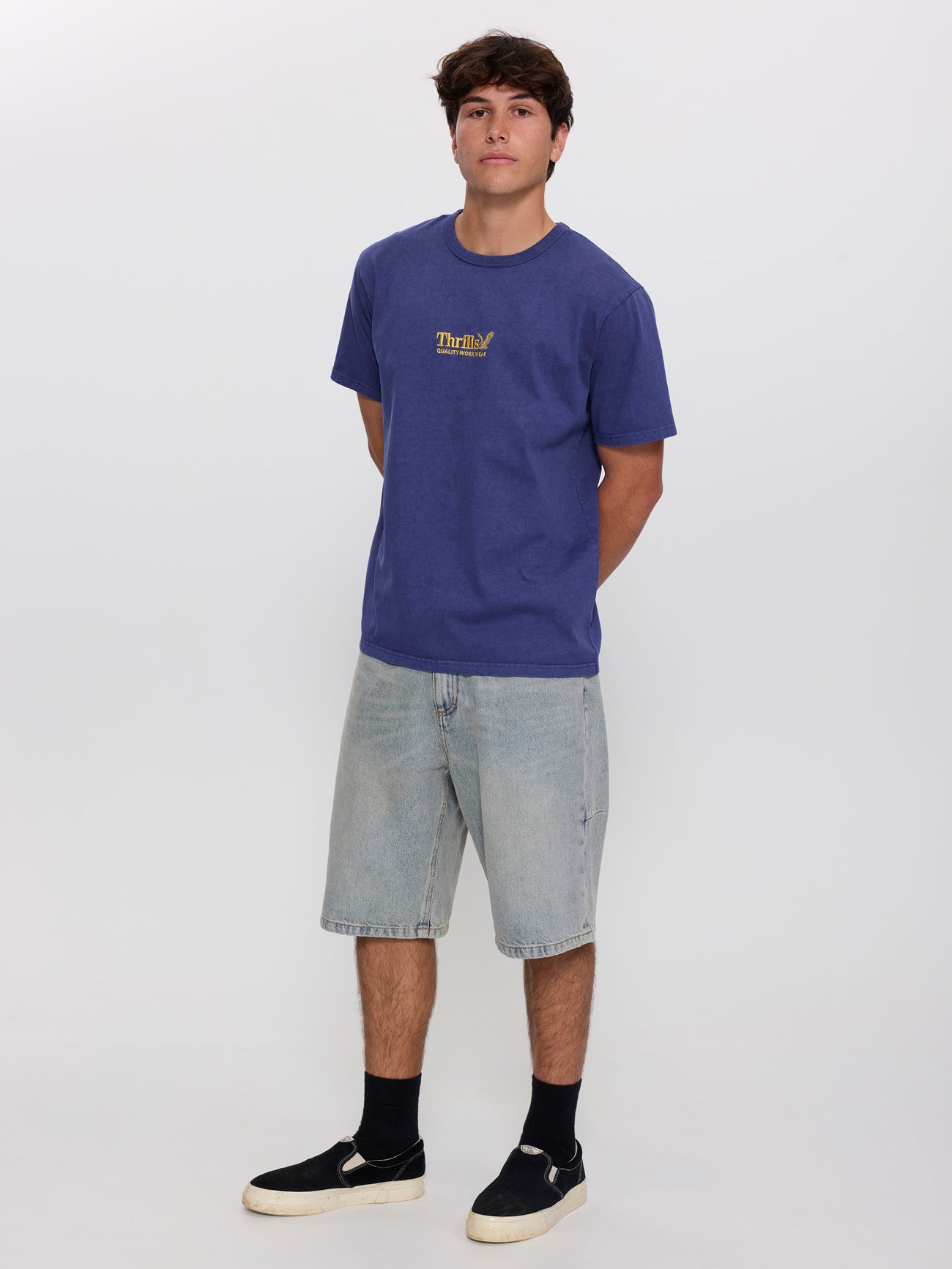 Thrills Workwear Embro Merch Fit Tee - Yakka Blue XS