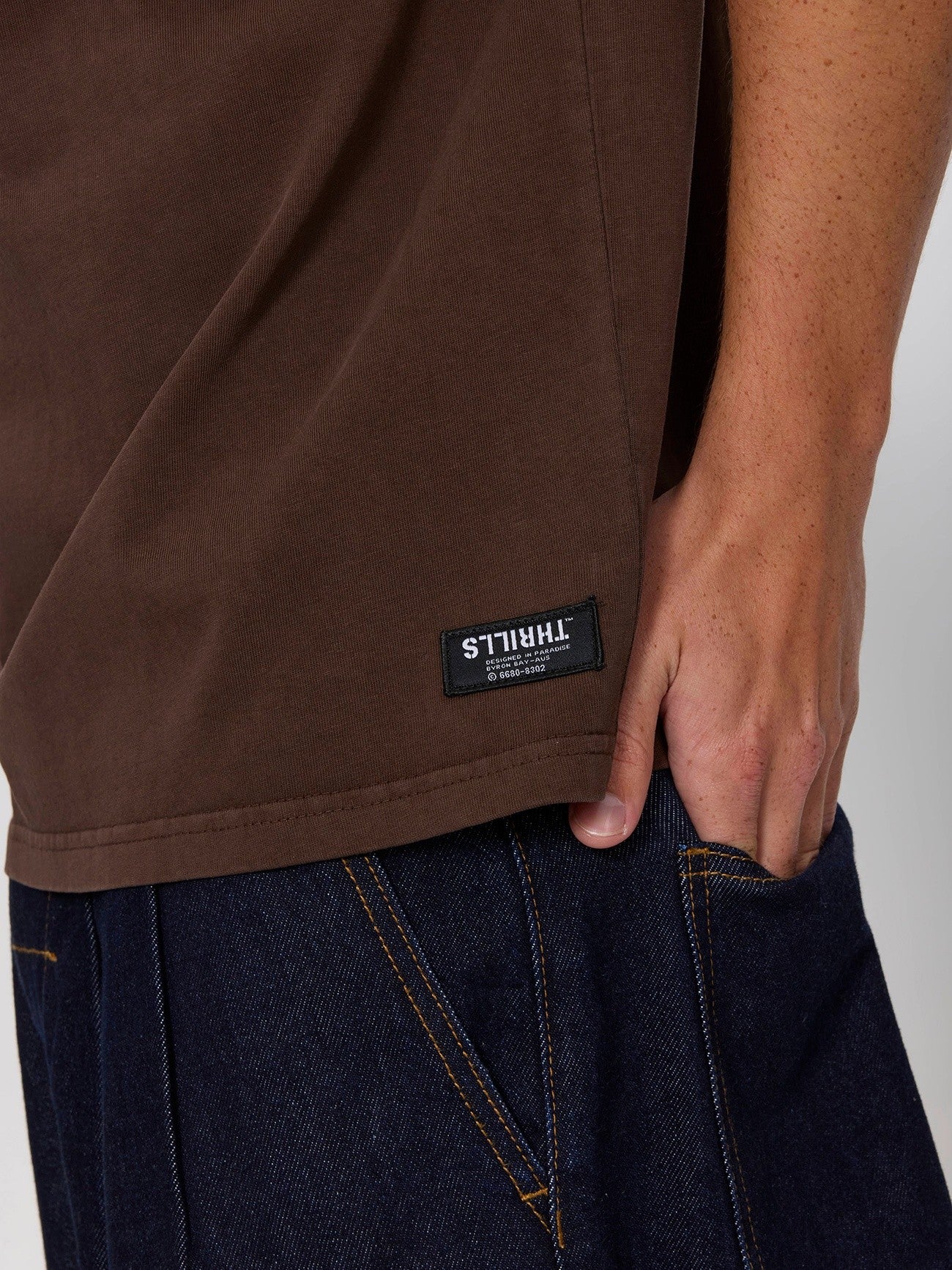 Thrills Service Heavy Weight Box Fit Oversize Tee - Postal Brown XS