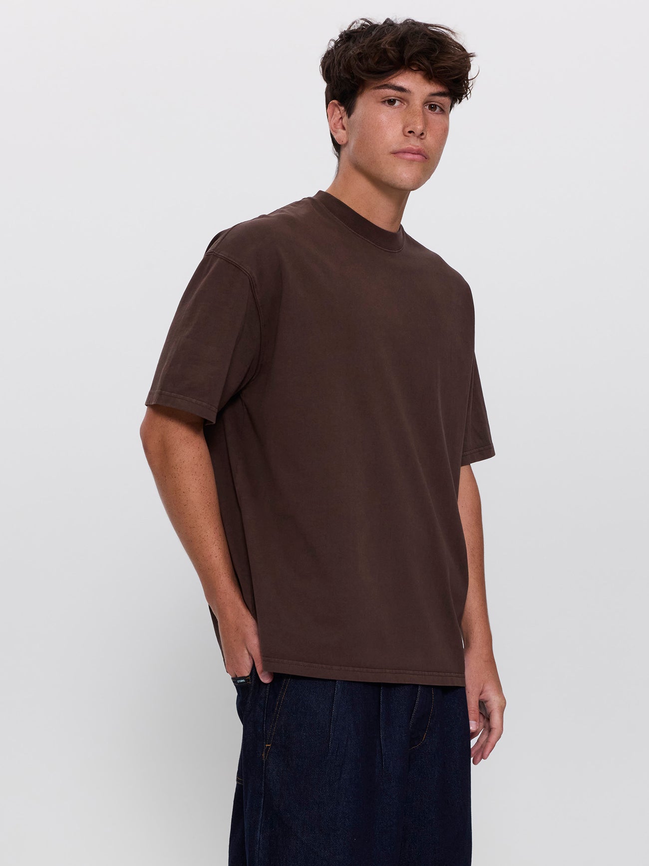 Thrills Service Heavy Weight Box Fit Oversize Tee - Postal Brown XS