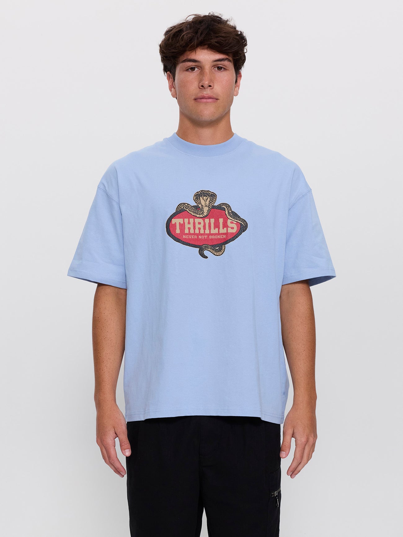 Satisfaction Box Fit Oversize Tee - Placid Blue XS