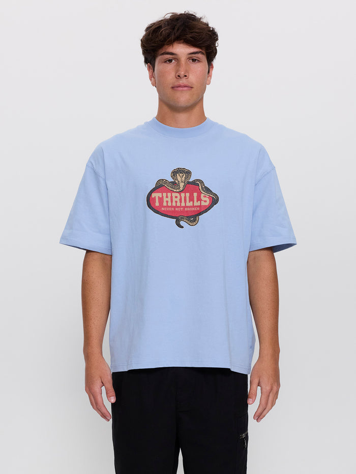 Satisfaction Box Fit Oversize Tee - Placid Blue XS