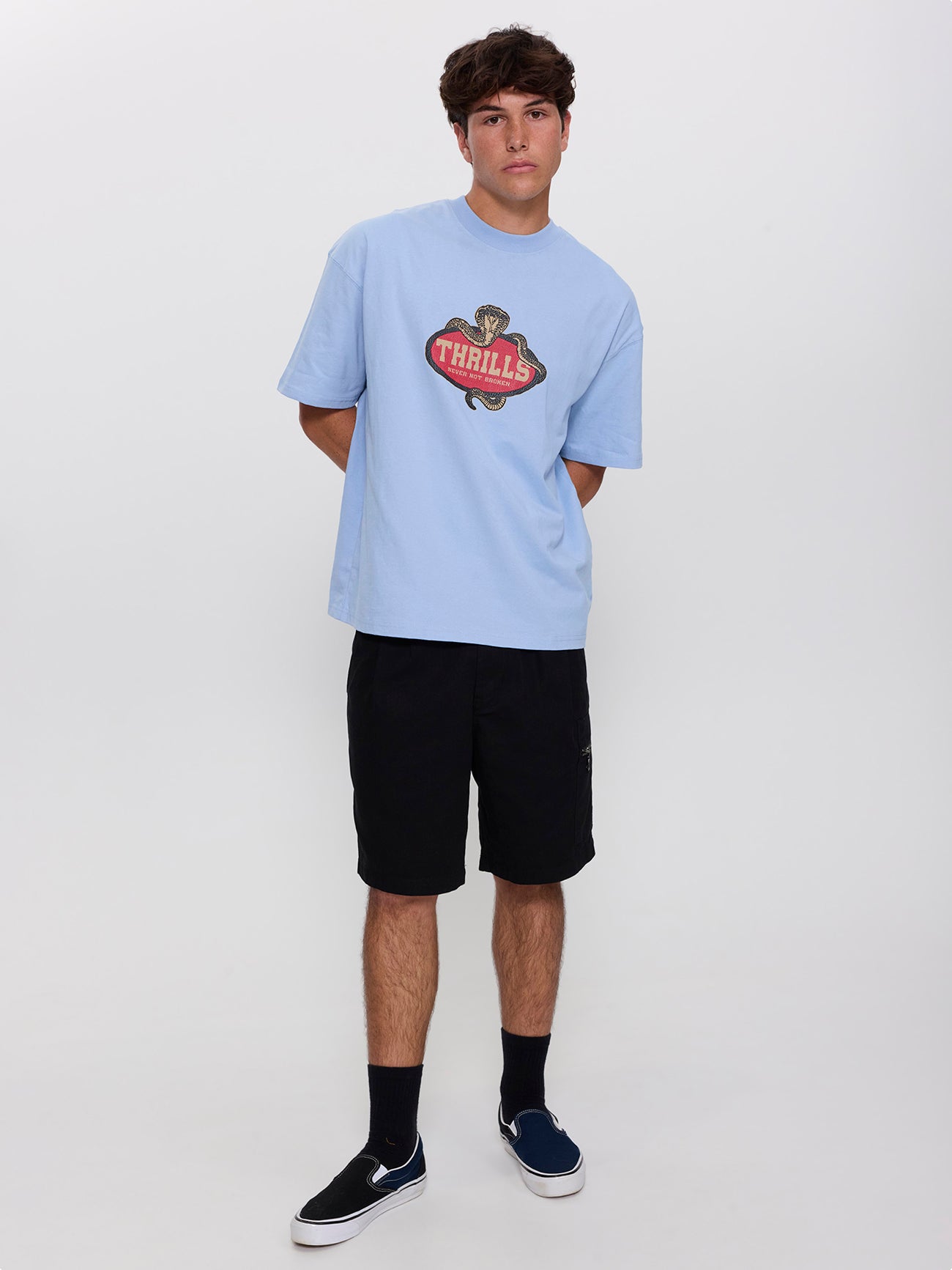 Satisfaction Box Fit Oversize Tee - Placid Blue XS