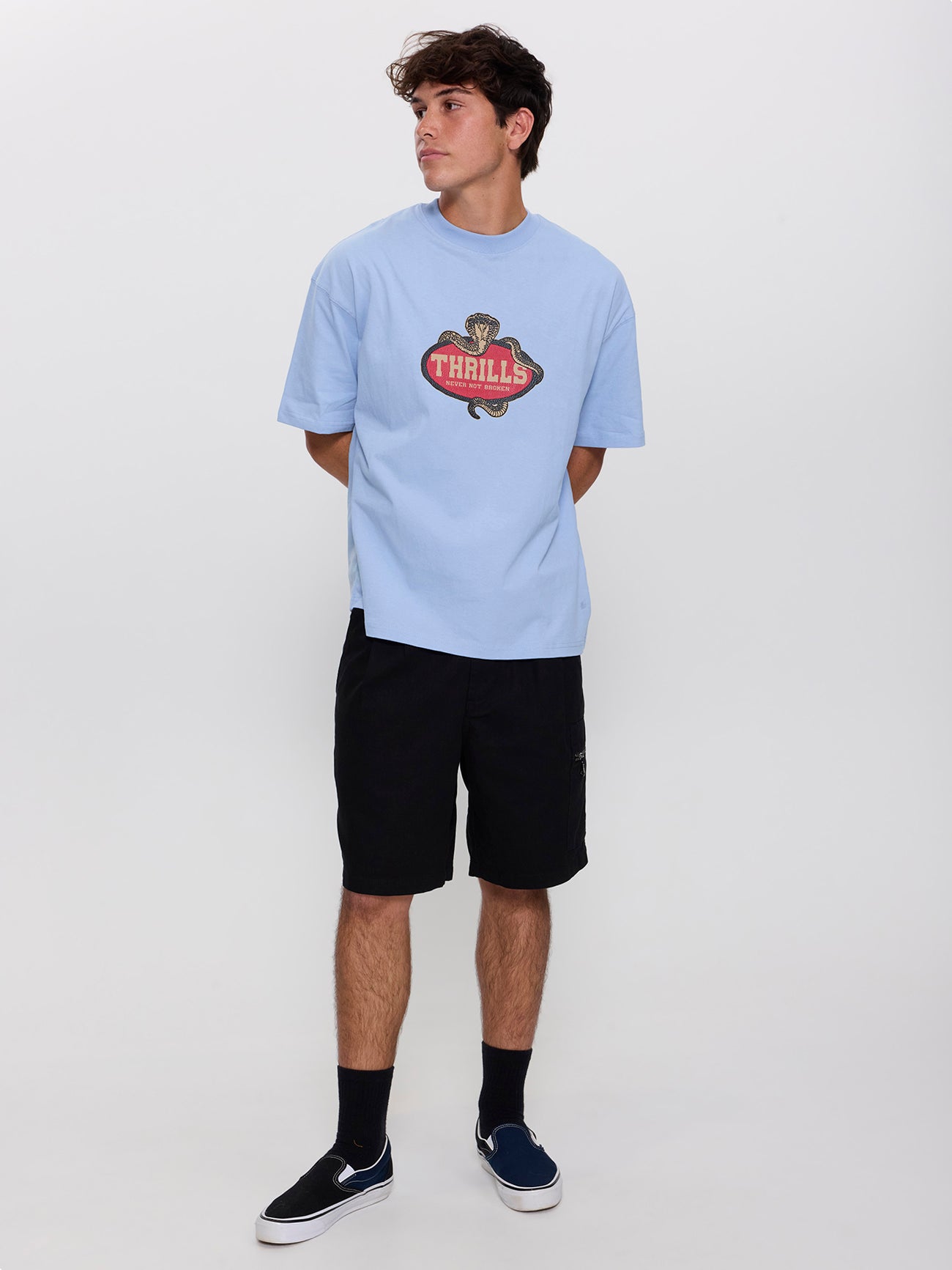 Satisfaction Box Fit Oversize Tee - Placid Blue XS