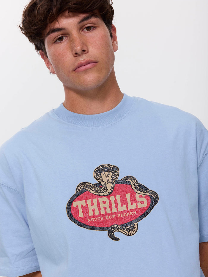 Satisfaction Box Fit Oversize Tee - Placid Blue XS