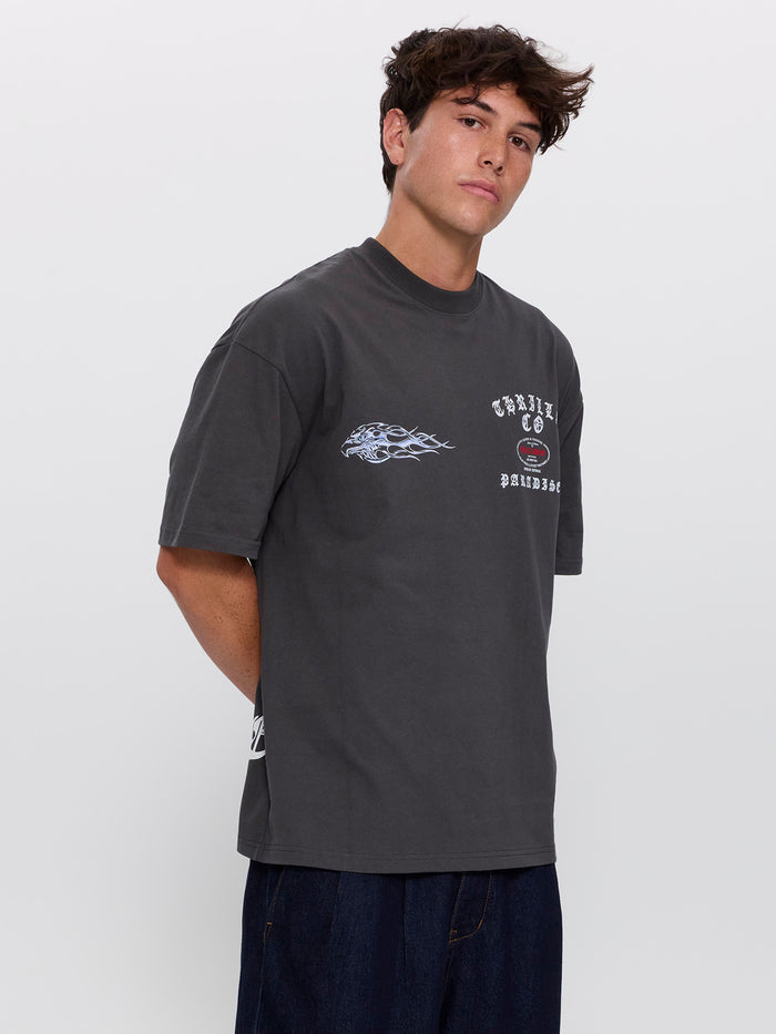 Paradise Born Box Fit Oversize Tee - Dark Merch Black XS