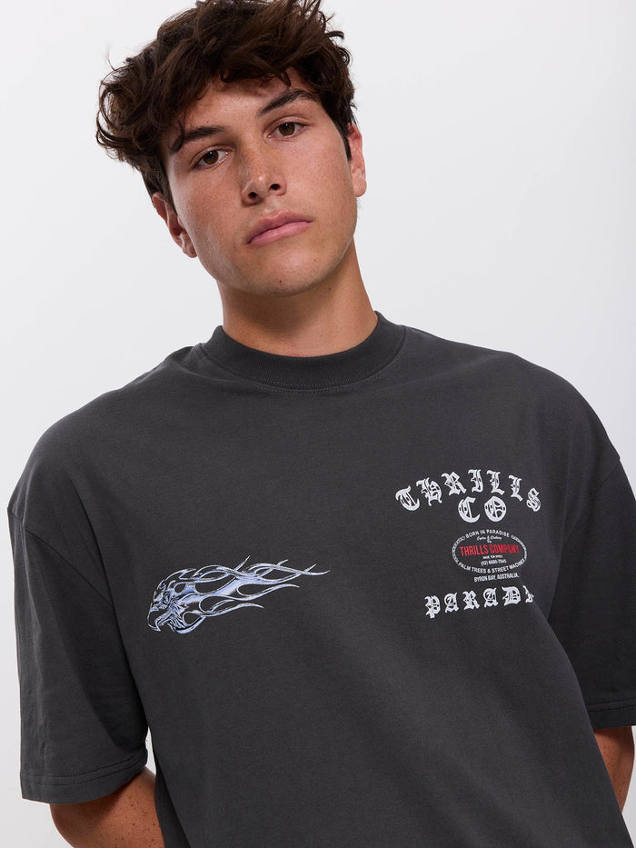 Paradise Born Box Fit Oversize Tee - Dark Merch Black XS