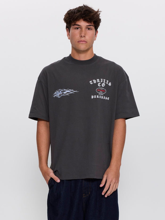 Paradise Born Box Fit Oversize Tee - Dark Merch Black XS