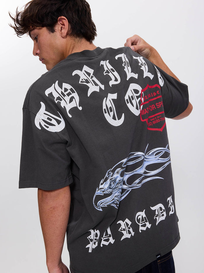 Paradise Born Box Fit Oversize Tee - Dark Merch Black XS