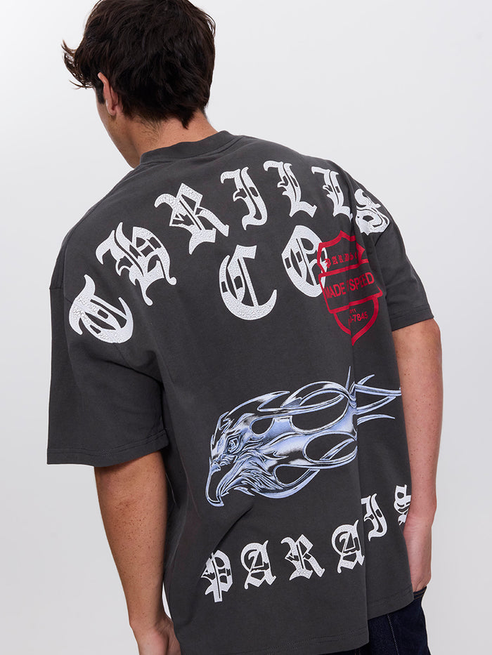 Paradise Born Box Fit Oversize Tee - Dark Merch Black XS