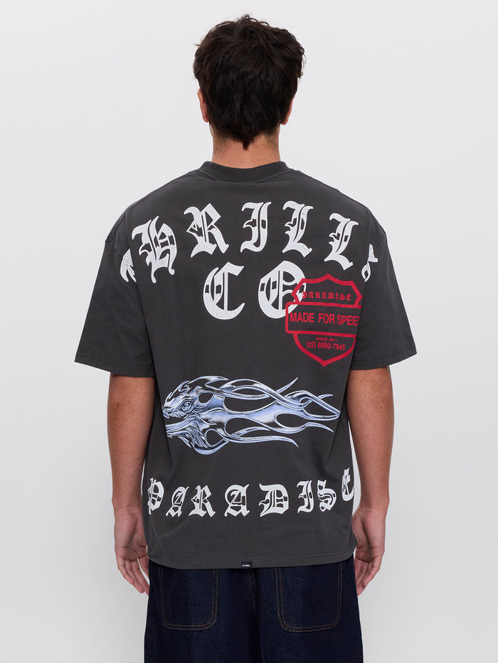 Paradise Born Box Fit Oversize Tee - Dark Merch Black XS