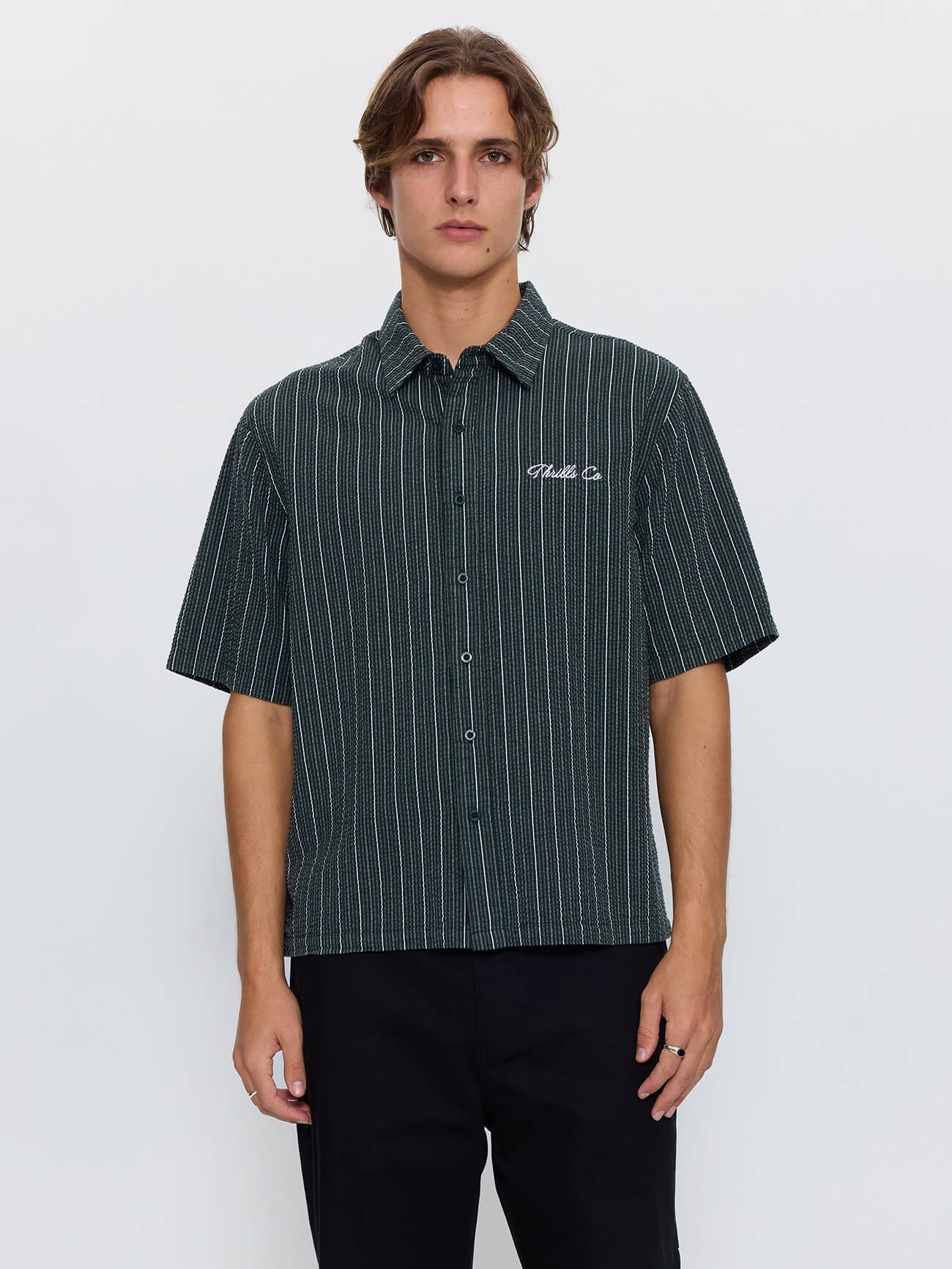 Visions Box Crop Short Sleeve Shirt - Emerald Green XS