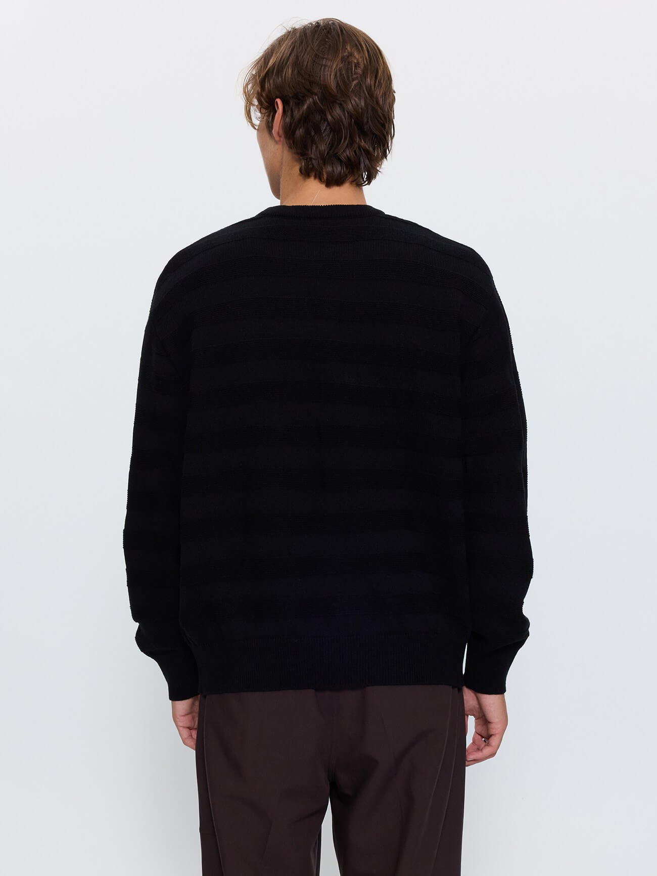 Stagger Box Crop Crew Knit - Black XS