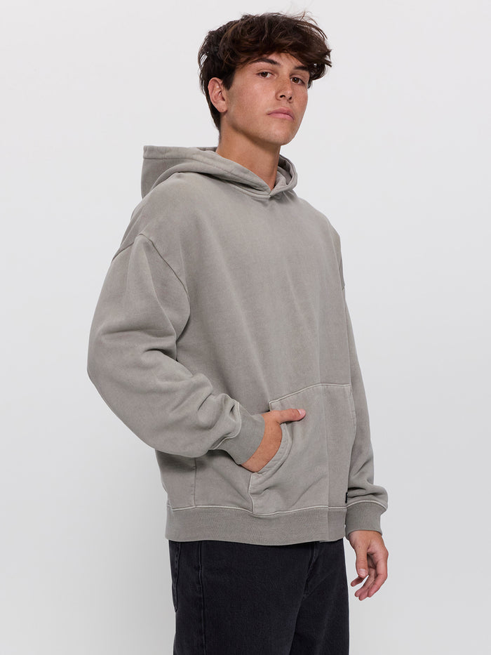 Thrills Military Slouch Pull On Cropped Hood - Fog XS