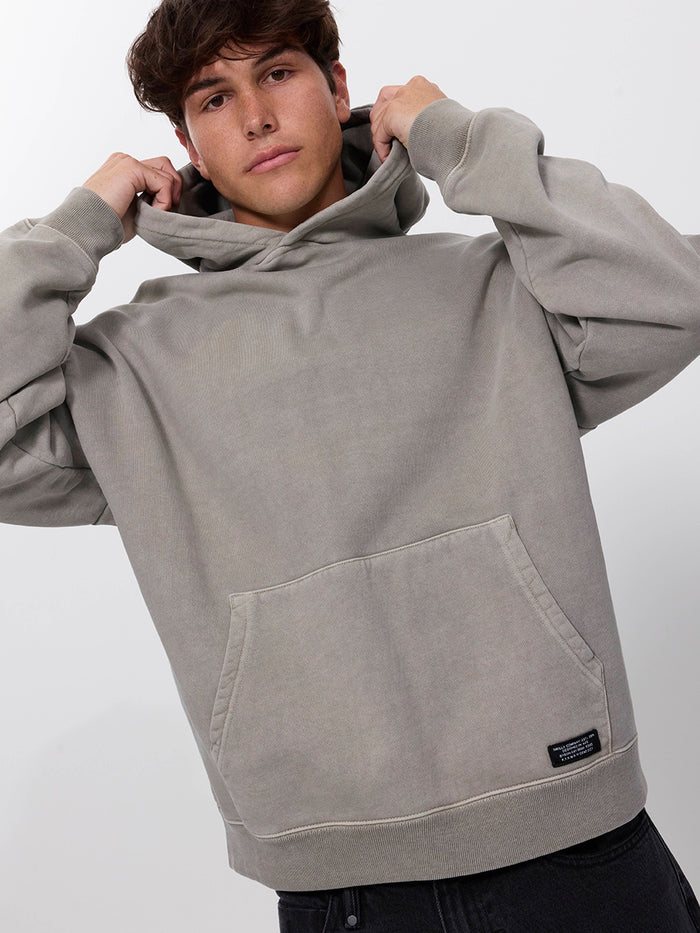 Thrills Military Slouch Pull On Cropped Hood - Fog XS