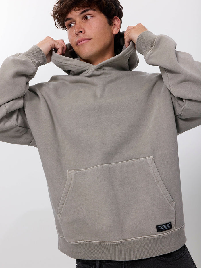 Thrills Military Slouch Pull On Cropped Hood - Fog XS