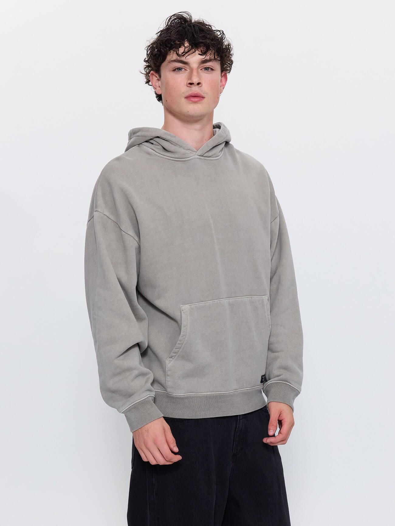 Thrills Military Slouch Pull On Cropped Hood - Fog XS