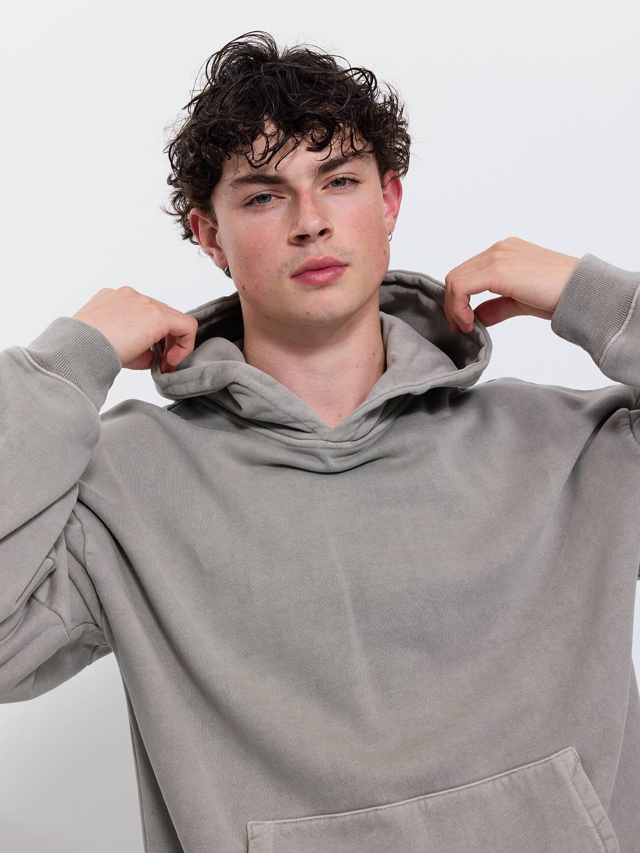 Thrills Military Slouch Pull On Cropped Hood - Fog XS