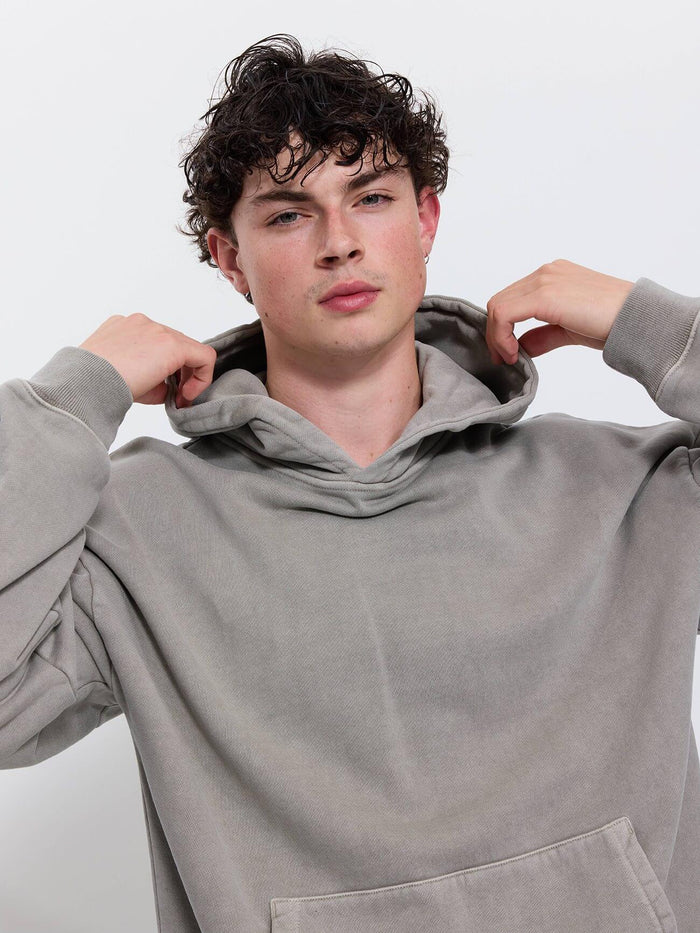 Thrills Military Slouch Pull On Cropped Hood - Fog XS