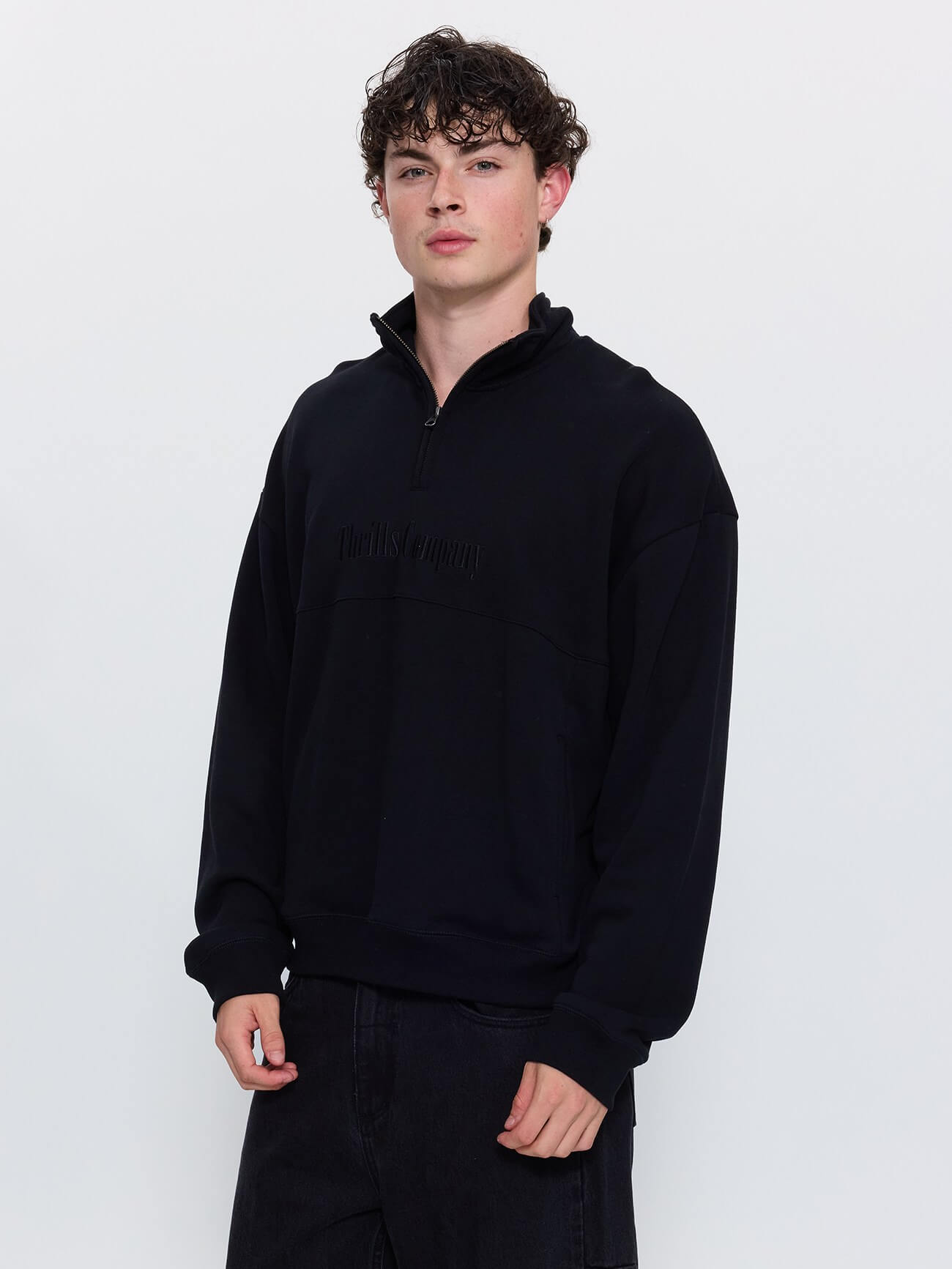 Primitive Thrills Quarter Zip Fleece - Black XS