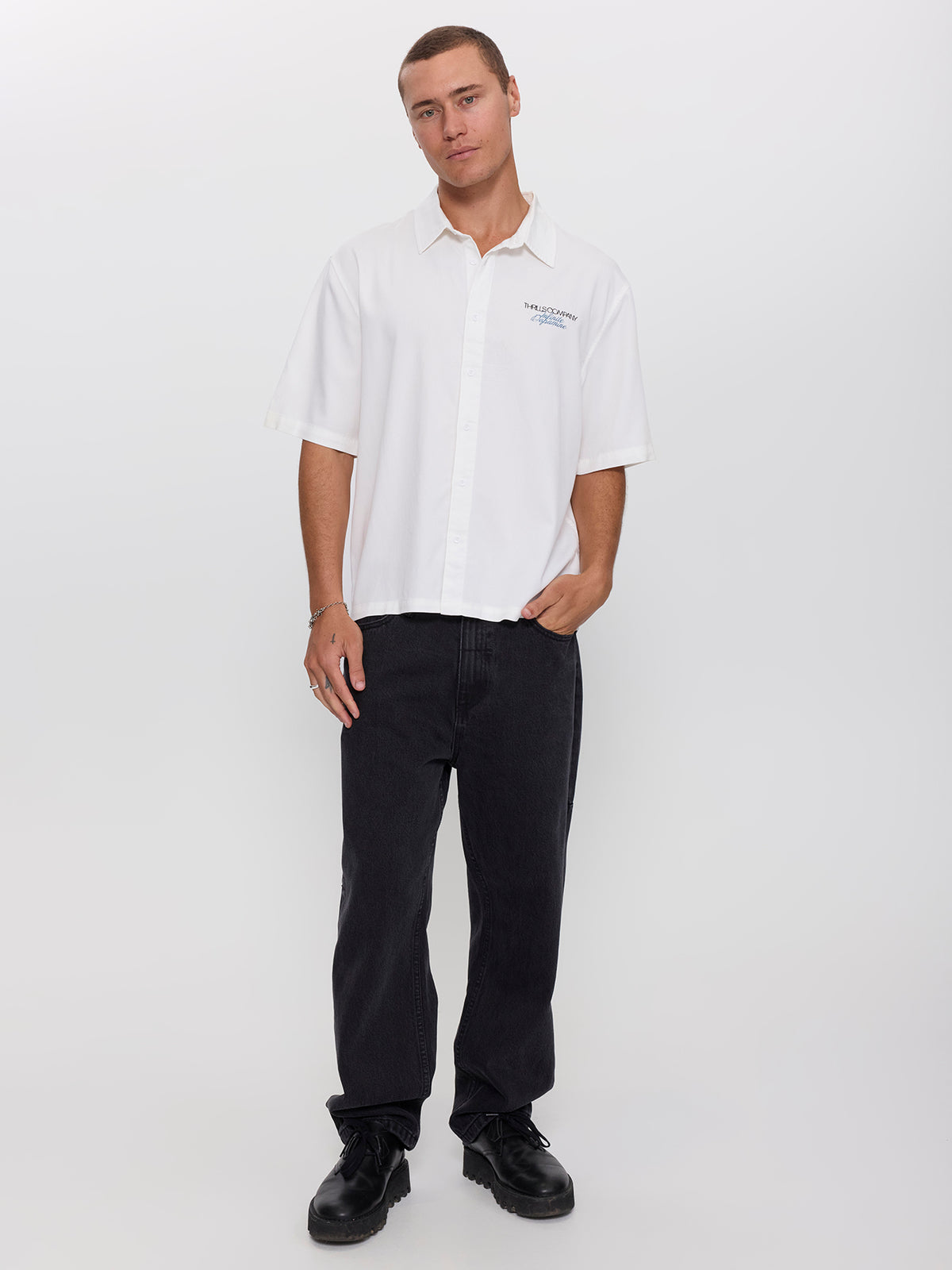 Lost Cause Cropped Short Sleeve Shirt - White XS