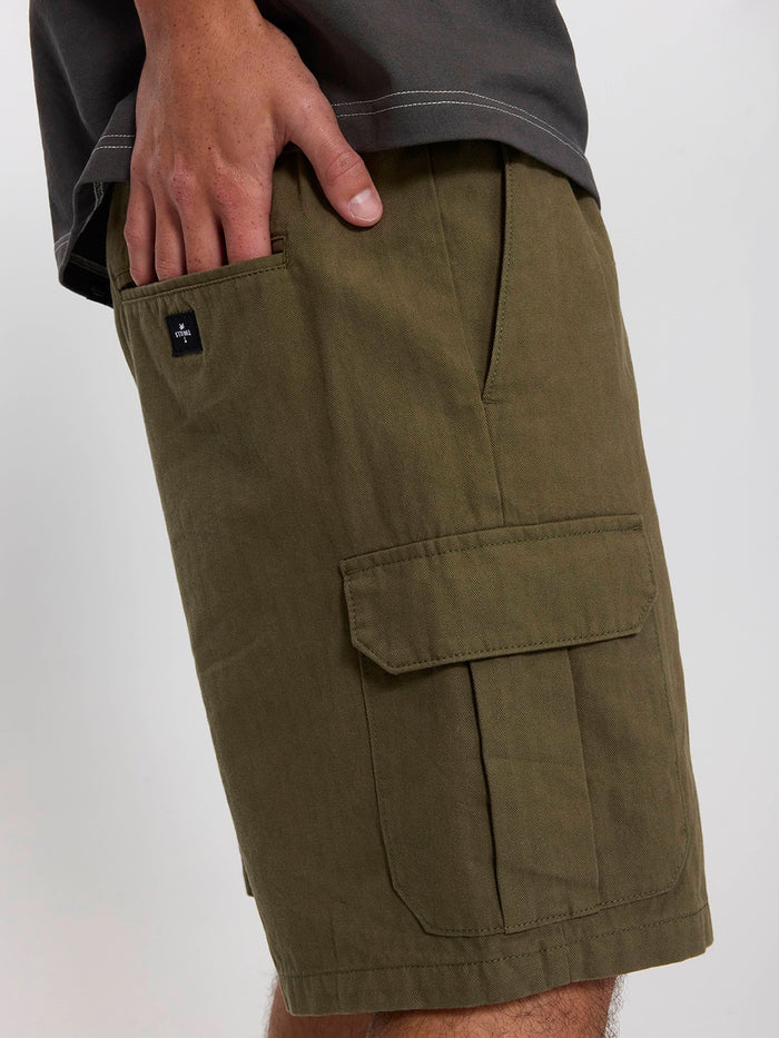 Bueno Elastic Cargo Short - Military Green 26