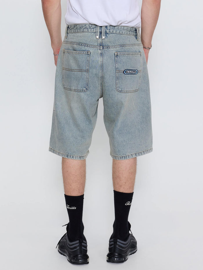 Built To Win Mid Slacker Relaxed Long Denim Short - Light Granite Blue 26